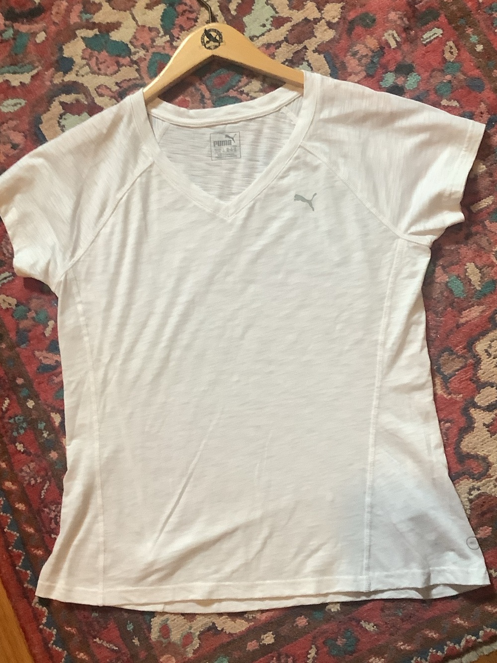 Puma Women's White V-Neck Short Sleeve Tee